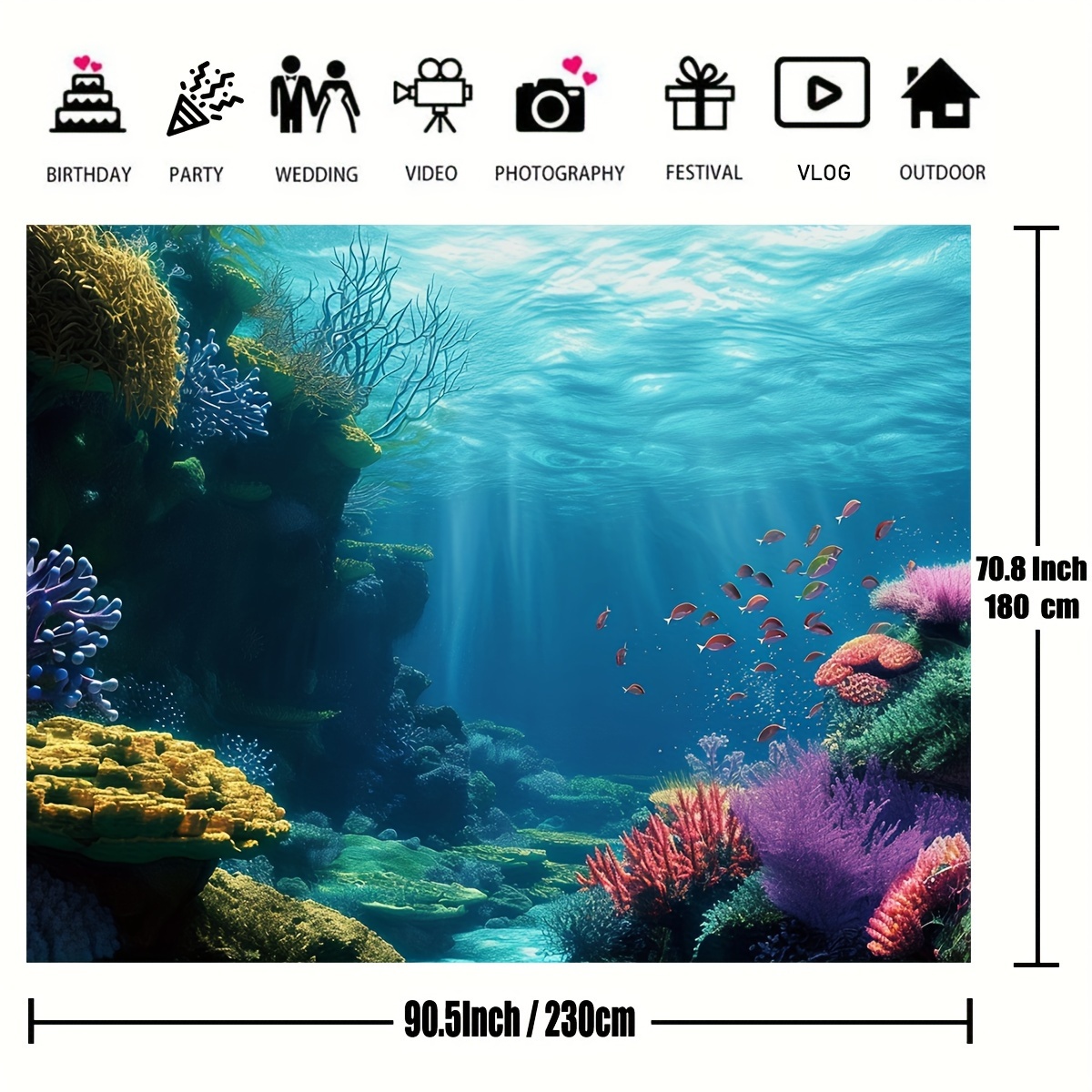 1 pièce, toile de fond 2D repr - Marine Aquarium avis et prix